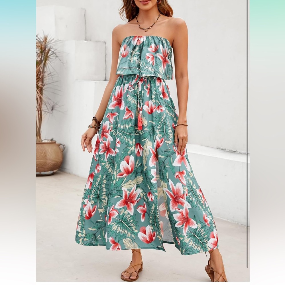 Floral Strapless Maxi Dress